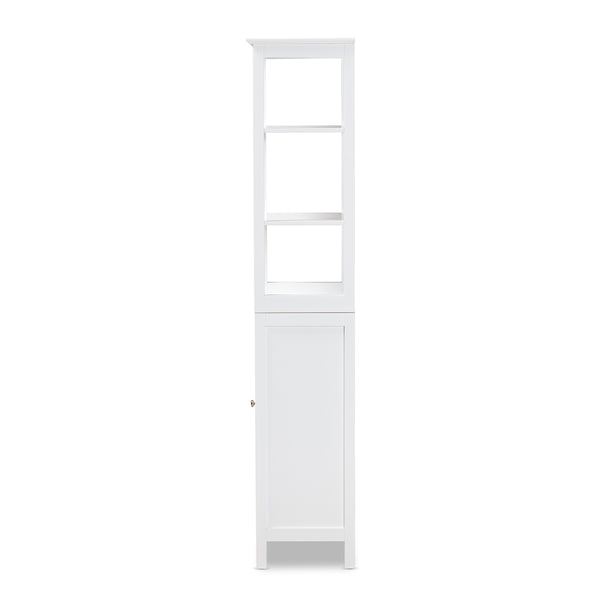 3 Tier 1 Door Modern Bathroom Storage Cabinet White Finished Wood