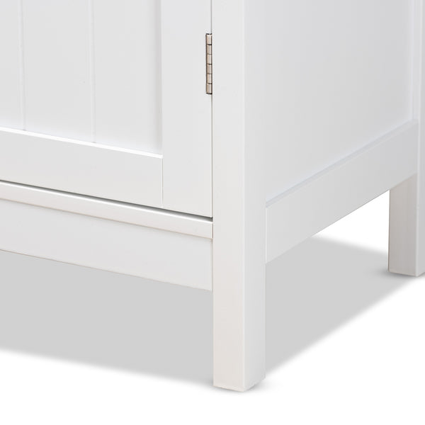 3 Tier 1 Door Modern Bathroom Storage Cabinet White Finished Wood