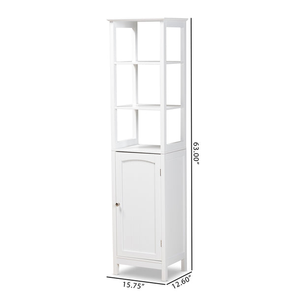 3 Tier 1 Door Modern Bathroom Storage Cabinet White Finished Wood