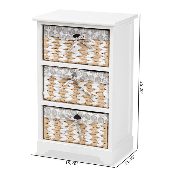 Modern Transitional White Finished Wood 3-Basket Storage Unit