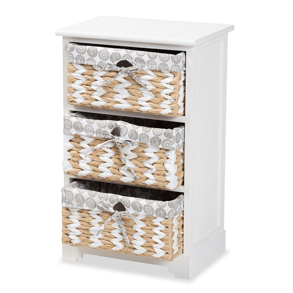 Modern Transitional White Finished Wood 3-Basket Storage Unit