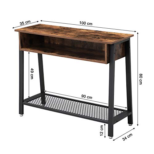 Industrial Style Entryway Table With Open Compartment