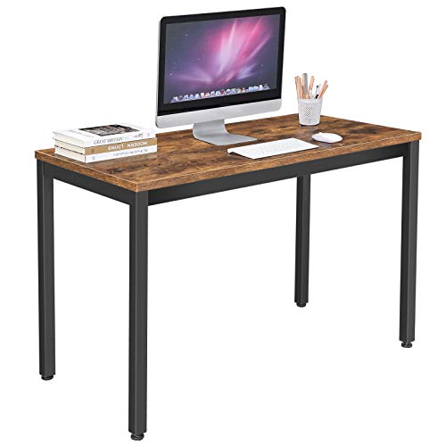 47.2 Inch Computer Desk, Rustic Brown Writing Desk with Stable Metal Frame, Multifunctional Table in Home Office,