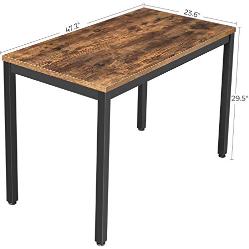 47.2 Inch Computer Desk, Rustic Brown Writing Desk with Stable Metal Frame, Multifunctional Table in Home Office,