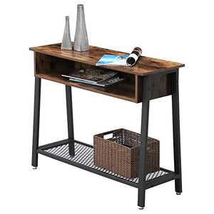 Industrial Style Entryway Table With Open Compartment