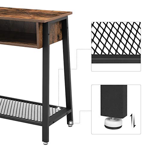 Industrial Style Entryway Table With Open Compartment