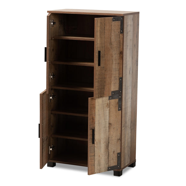 4-Door 6 Tier Shoe Cabinet Modern and Contemporary Farmhouse Rustic Finished Wood