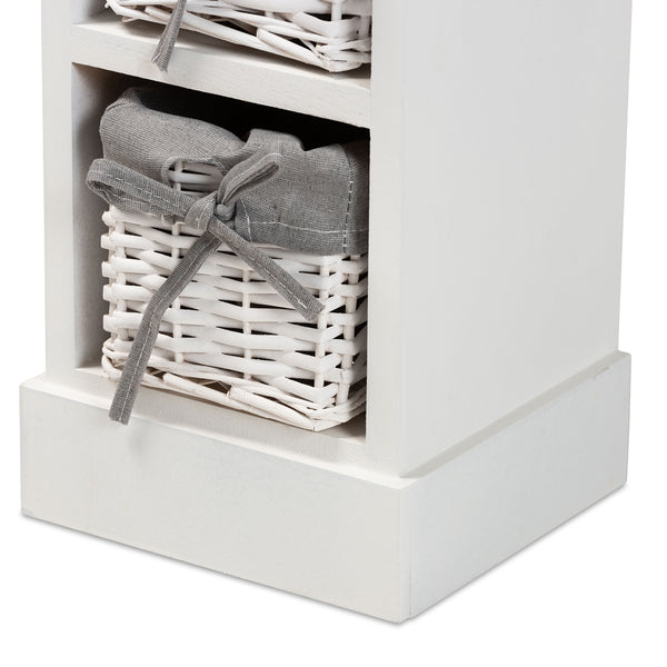 4 Tier 1 Drawer Storage Unit Grey Fabric and White Finished Wood with Baskets