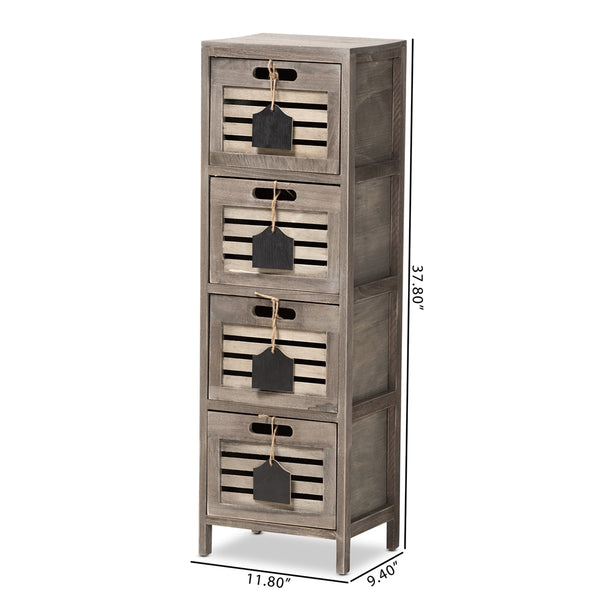 Modern and Contemporary Grey Finished Wood Storage Unit with Four Baskets