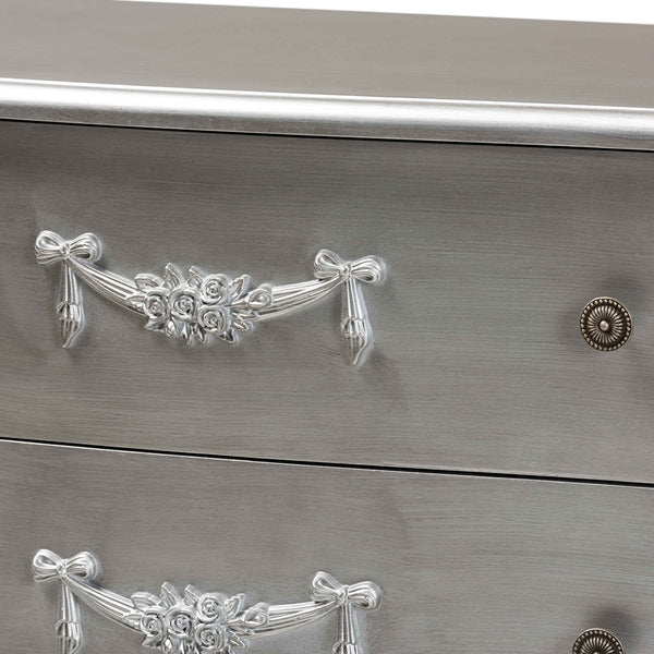 4-Drawer Traditional Silver Finished Wood Storage Cabinet