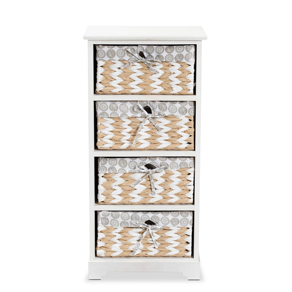 Modern Transitional White Finished Wood 4-Basket Storage Unit