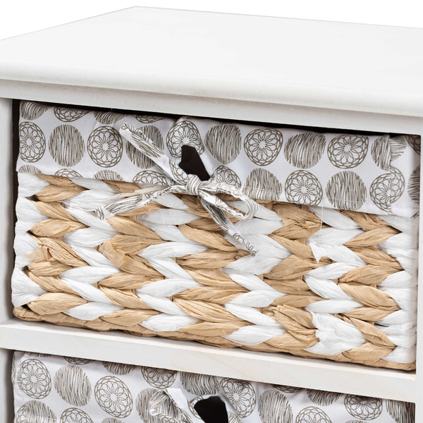 Modern Transitional White Finished Wood 2-Basket Storage Unit