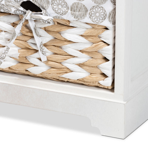 Modern Transitional White Finished Wood 3-Basket Storage Unit