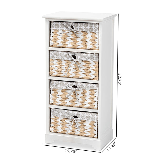 Modern Transitional White Finished Wood 4-Basket Storage Unit