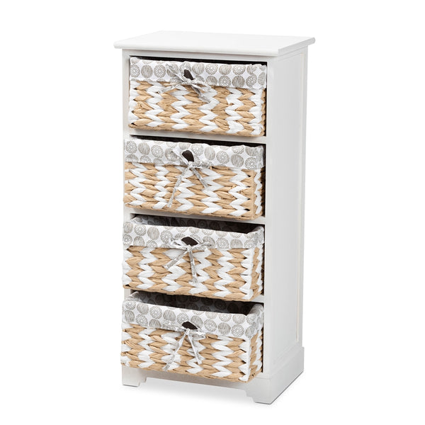 Modern Transitional White Finished Wood 4-Basket Storage Unit