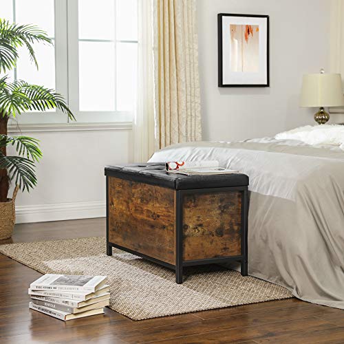 Storage Bench, Flip Top Storage Ottoman and Trunk with Padded Seat, Bed End Stool