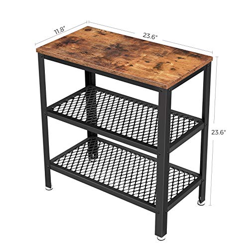 Side Table, End Table, Decorative Table with 2 Mesh Shelves