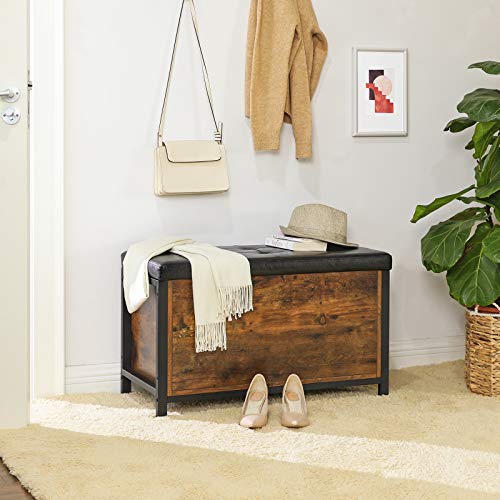 Storage Bench, Flip Top Storage Ottoman and Trunk with Padded Seat, Bed End Stool