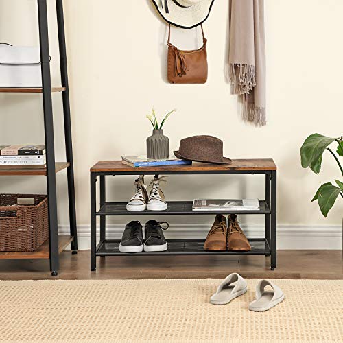 31" Shoe Bench, Shoe Rack with 2 Mesh Shelves, Shoe Storage Organizer