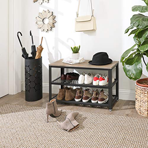 3-Tier Shoe Rack, Storage Shelves With Seat