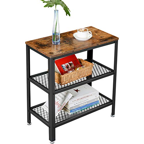 Side Table, End Table, Decorative Table with 2 Mesh Shelves