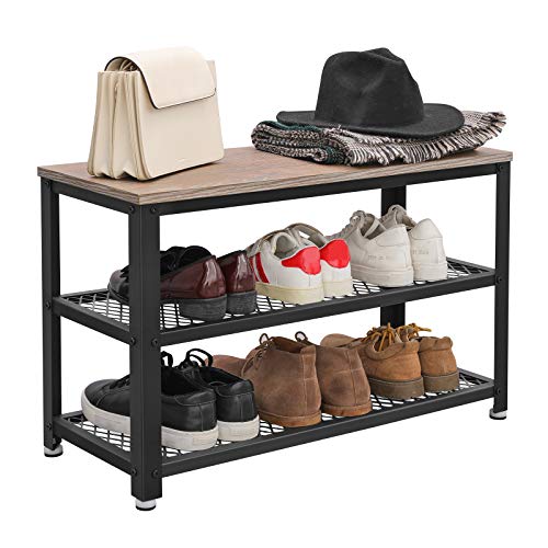 3-Tier Shoe Rack, Storage Shelves With Seat