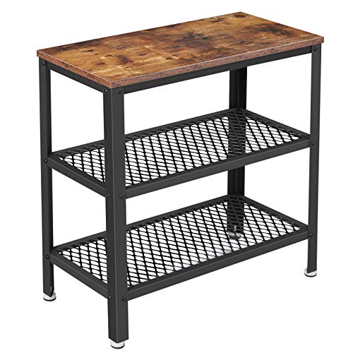 Side Table, End Table, Decorative Table with 2 Mesh Shelves