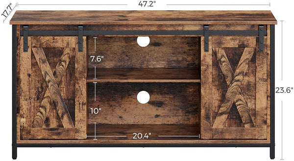 TV Stand with Sliding Barn Doors, TV Cabinet and Console with Adjustable Shelves