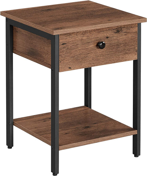 Nightstand, End Table, Side Table with Drawer and Shelf, for Bedroom
