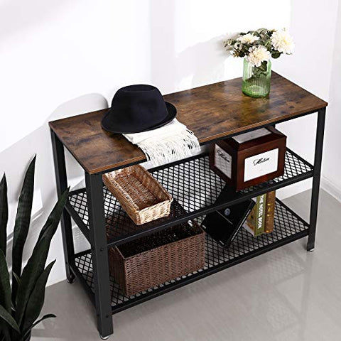 40" Console Table with 2 Mesh Shelves Narrow Sofa Table