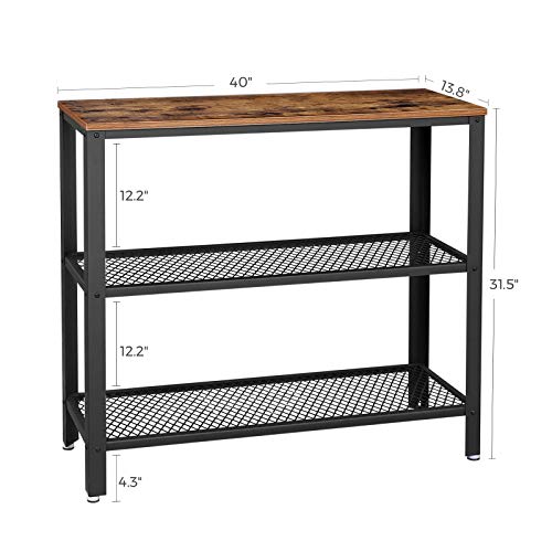 40" Console Table with 2 Mesh Shelves Narrow Sofa Table