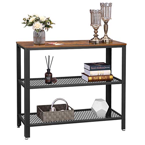 40" Console Table with 2 Mesh Shelves Narrow Sofa Table