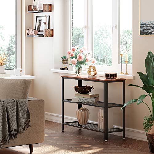 40" Console Table with 2 Mesh Shelves Narrow Sofa Table