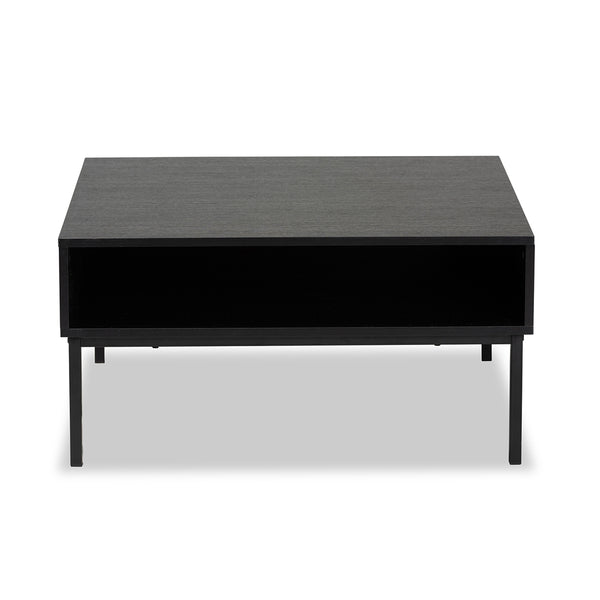 Haben Modern and Contemporary Two-Tone Oak Brown and Black Finished Wood Coffee Table