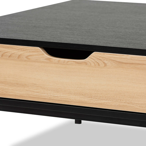 Haben Modern and Contemporary Two-Tone Oak Brown and Black Finished Wood Coffee Table