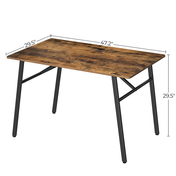 Dining Table for 4 People, Kitchen Table, Sturdy Metal Frame Brown and Black