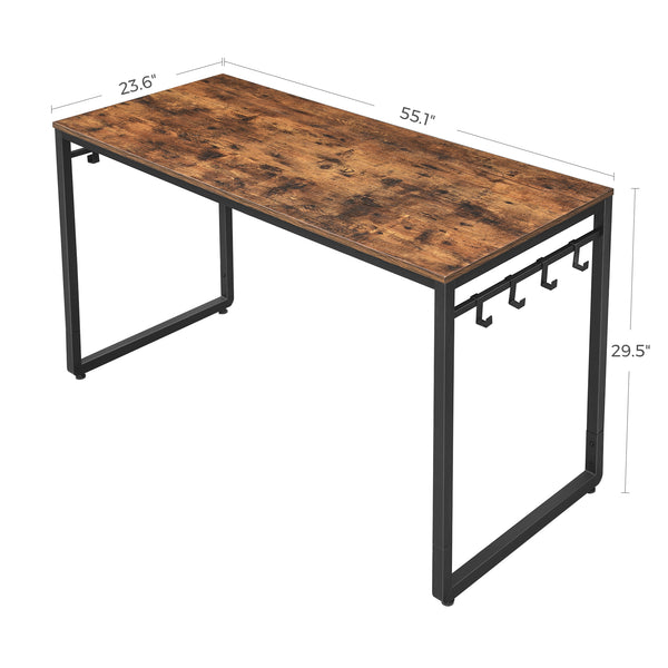 55-Inch Computer Desk with 8 Hooks, Home Office Desk