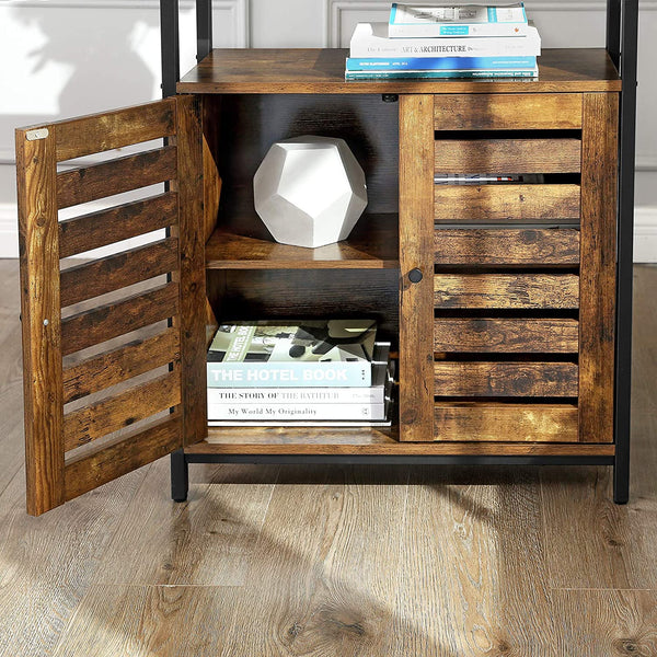 Standing Storage Cabinet with Shelf, Cupboard with Louvered Doors