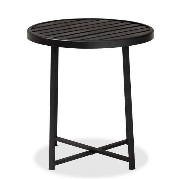 Sadiya Modern Industrial Black Finished Metal Outdoor Side Table