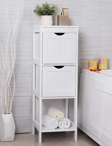 Multifunctional Bathroom Cabinet Holder, 2 Drawers, Open Shelf, White