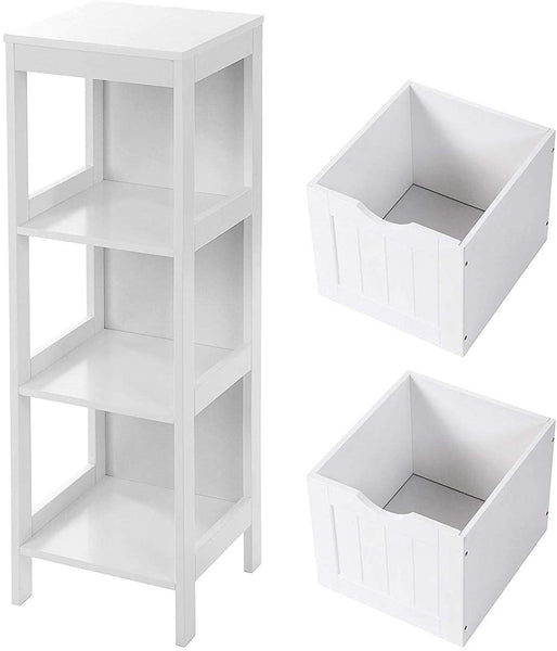 Multifunctional Bathroom Cabinet Holder, 2 Drawers, Open Shelf, White