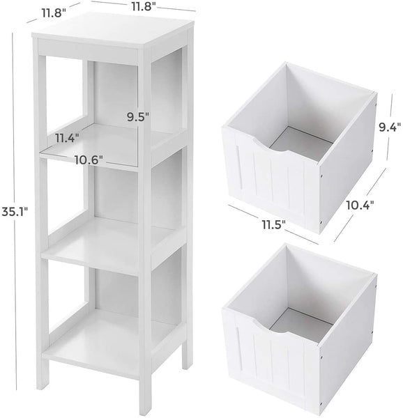 Multifunctional Bathroom Cabinet Holder, 2 Drawers, Open Shelf, White