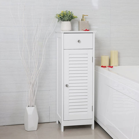 Bathroom Cabinet with Drawer and Individual Wooden Shutter Door, Solid Wood