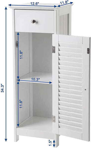 Bathroom Cabinet with Drawer and Individual Wooden Shutter Door, Solid Wood