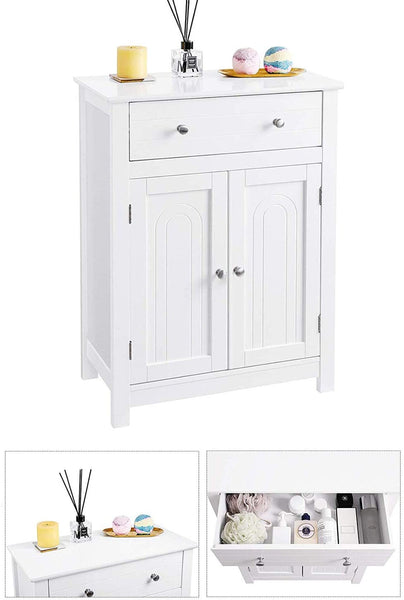 Standing Bathroom Cabinet with Drawer and Adjustable Shelf, Kitchen Cabinet