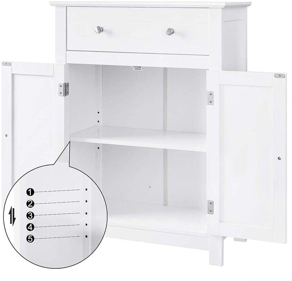 Standing Bathroom Cabinet with Drawer and Adjustable Shelf, Kitchen Cabinet