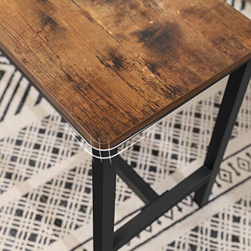 Set of 2 Table Benches Durable Metal Frame for Kitchen, Dining Room, Living Room, Rustic Brown