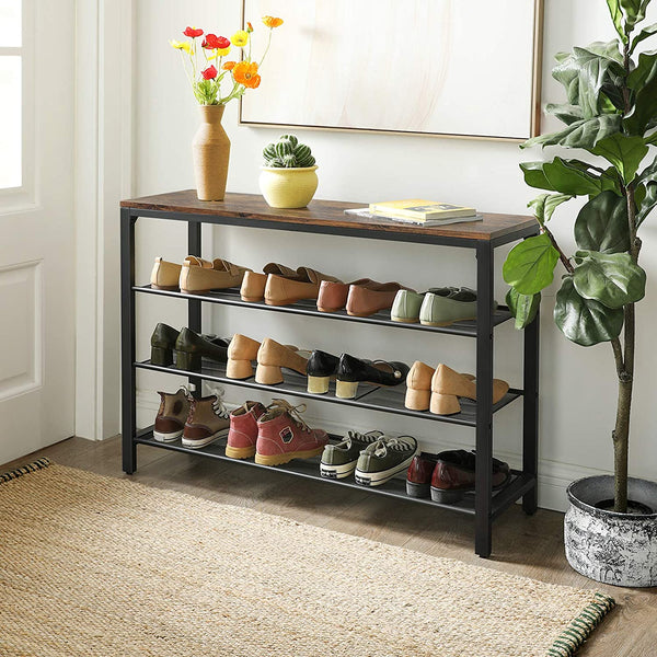 Shoe Rack, Shoe Organizer with 3 Mesh Shelves, for Hallway, Living Room, Simple Structure, Stable, Industrial Style