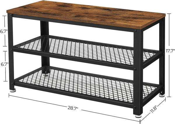 3-Tier Vintage Shoe Bench, Shoe Rack