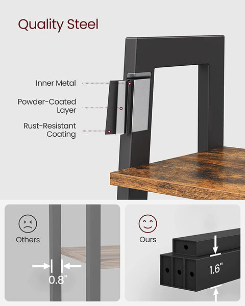 5-Tier Bookshelf, Industrial Bookcase and Storage Rack, Wood Look Accent Furniture with Metal Frame